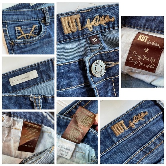 Kut From The Kloth Stevie Straight Leg Dark Blue Size 10 Embroidery - Picture 5 of 7